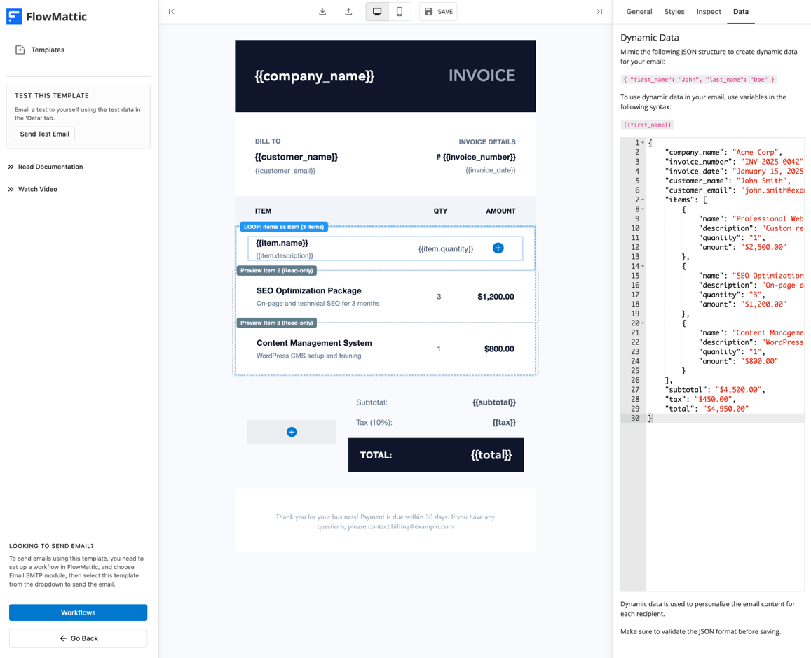 Email Template Builder Interface