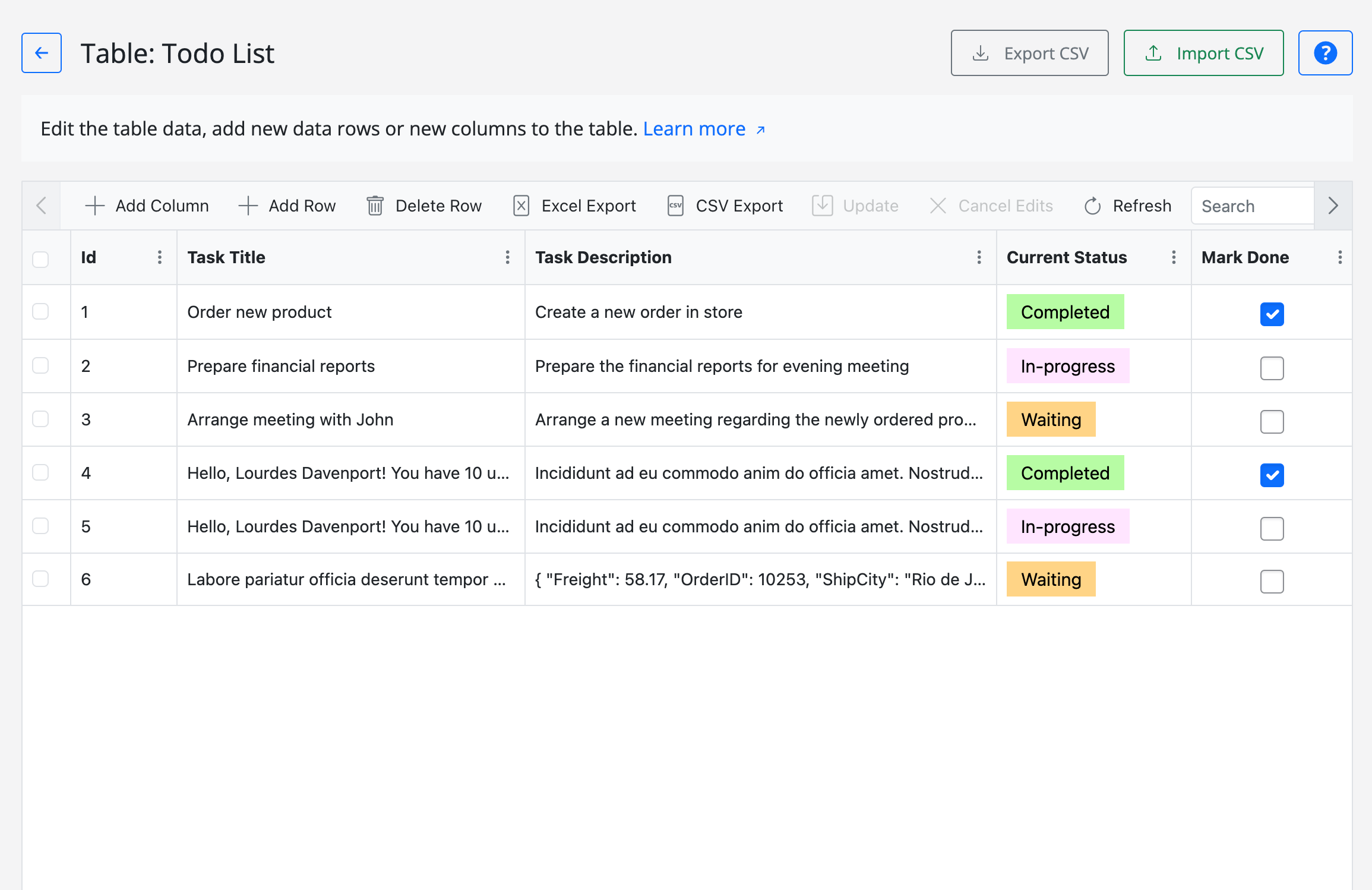 Visual Table Manager