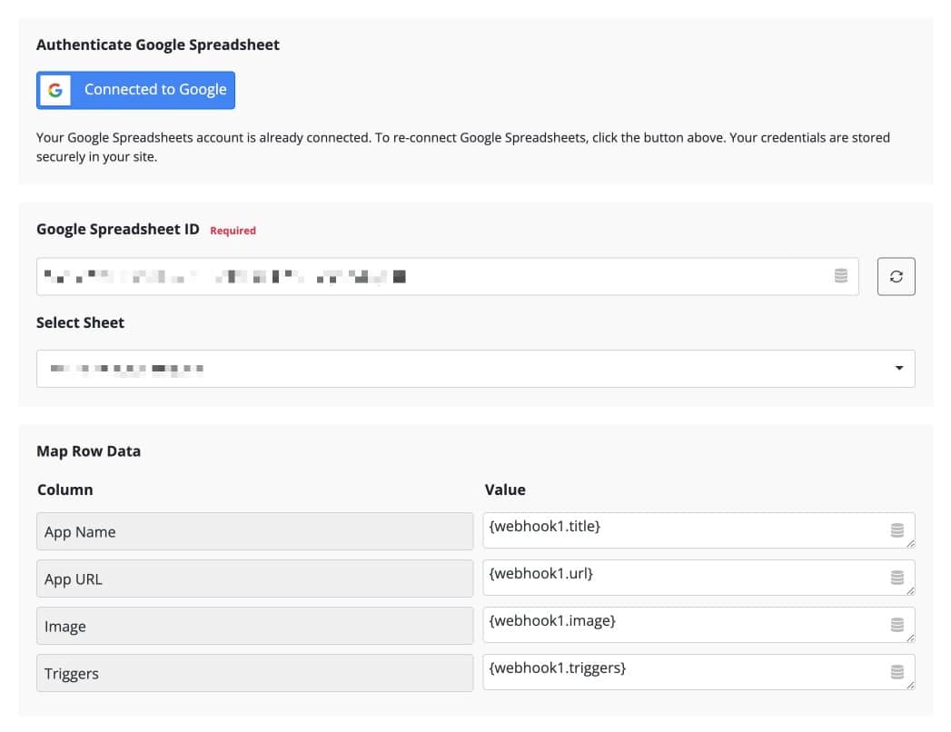 FlowMattic Google sheets colum mapping | Export WooCommerce Orders To Google Sheets