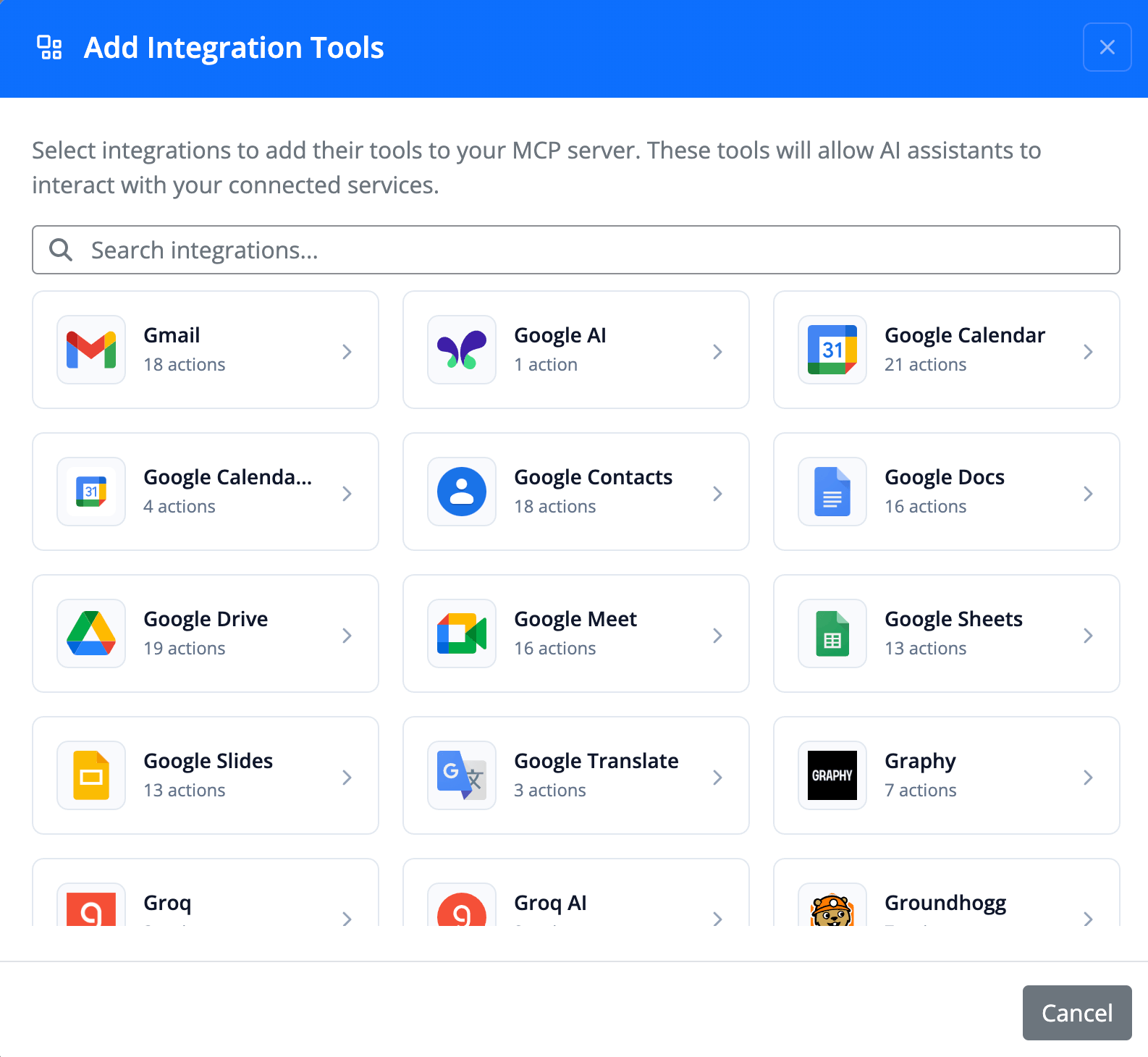 FlowMattic 5.5.0 - MCP Server - create tool from integration