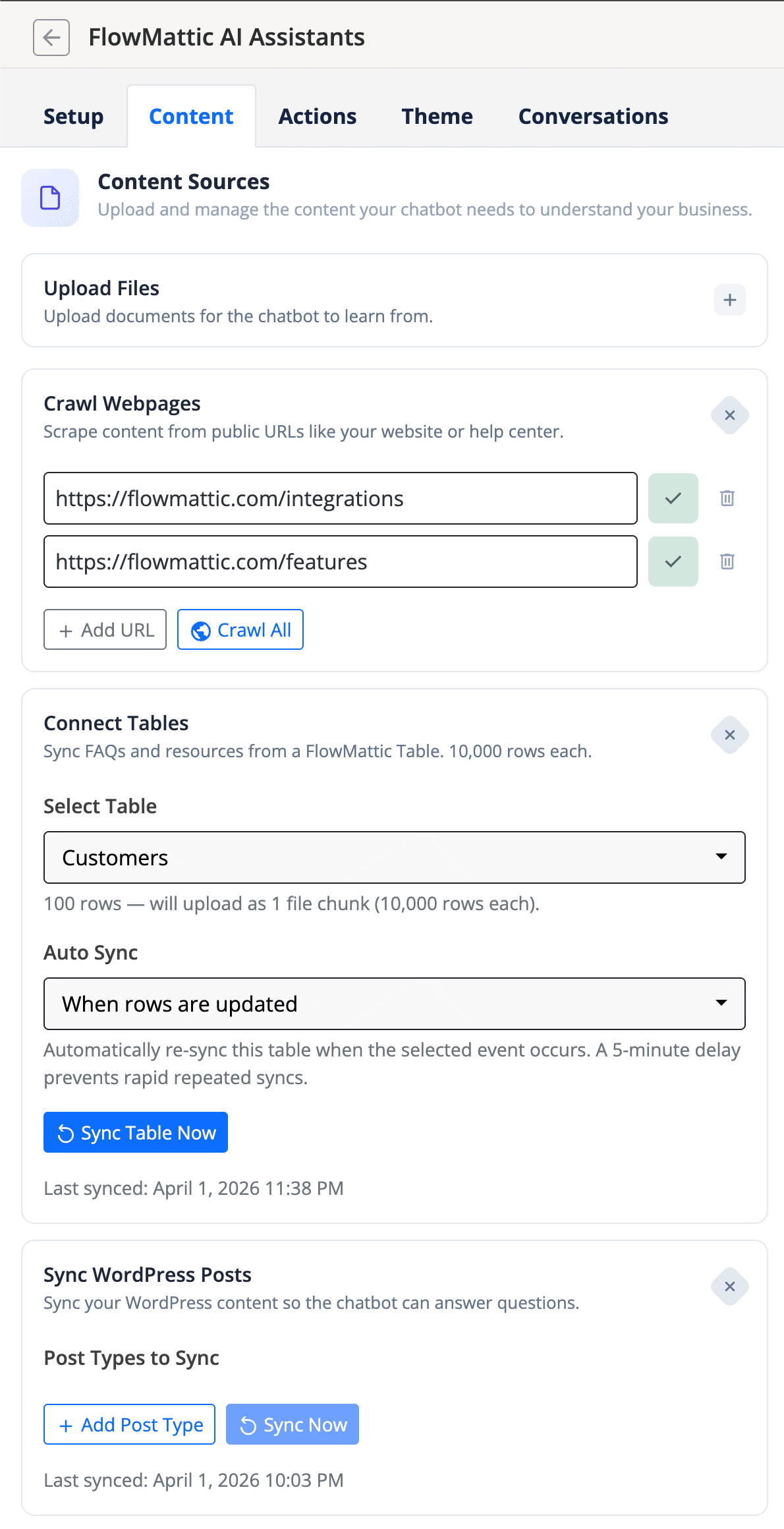 AI Assistants - Content Sources