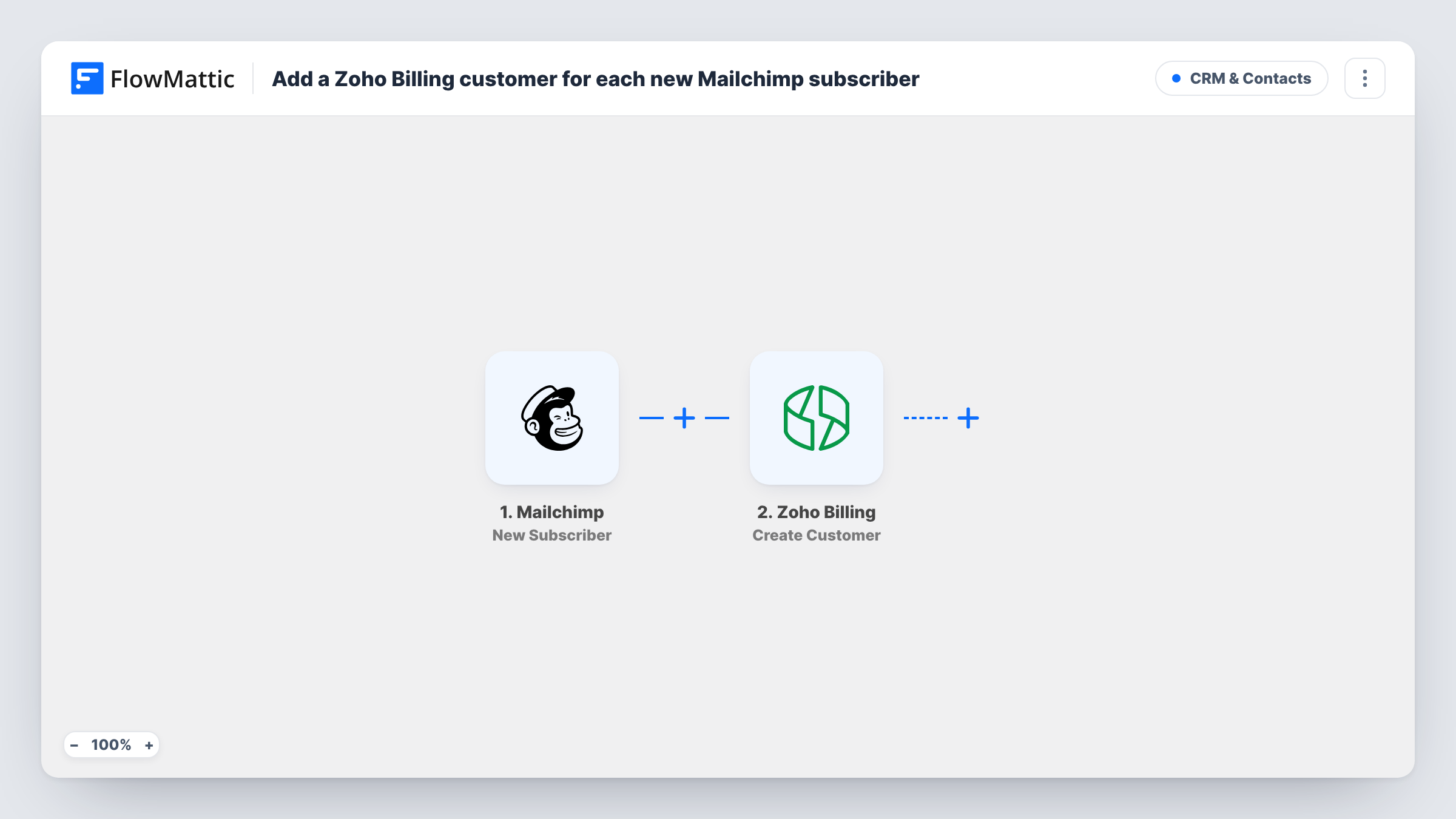 Add a Zoho Billing customer for each new Mailchimp subscriber