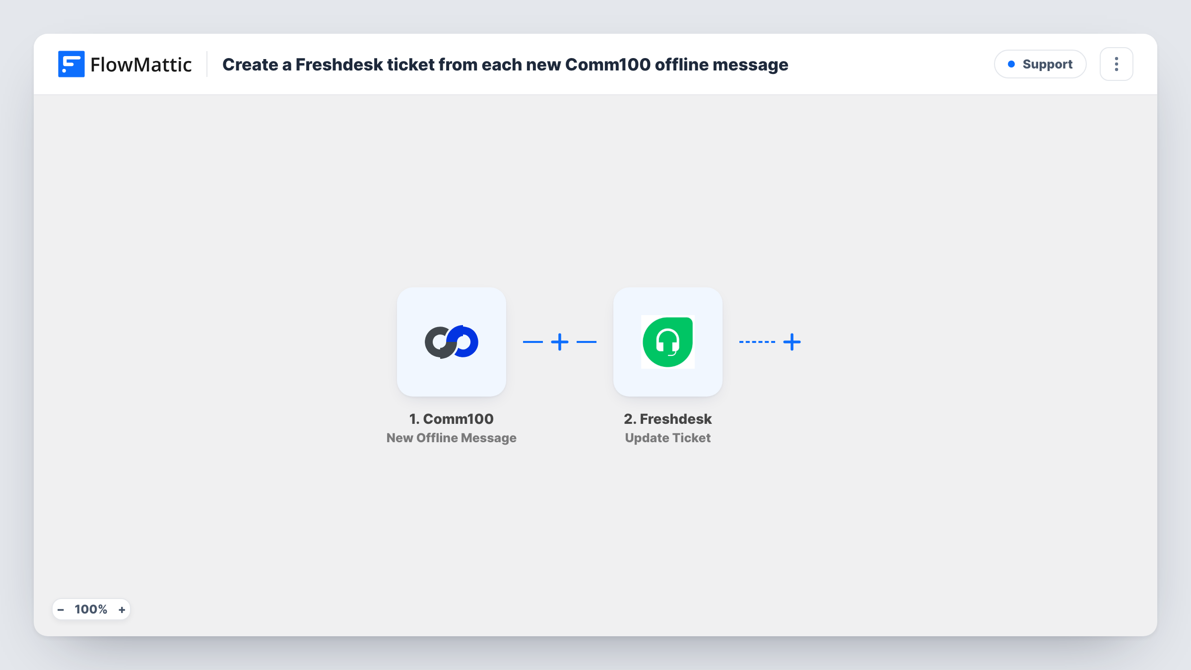 Create a Freshdesk ticket from each new Comm100 offline message