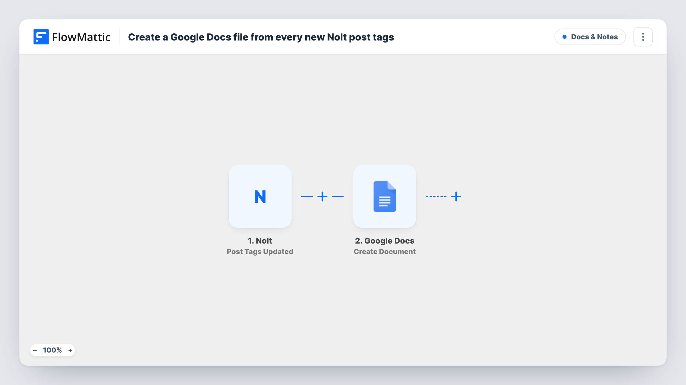 Create a Google Docs file from every new Nolt post tags