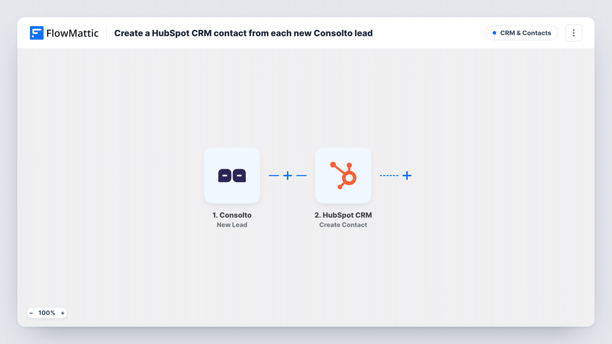 Create a HubSpot CRM contact from each new Consolto lead