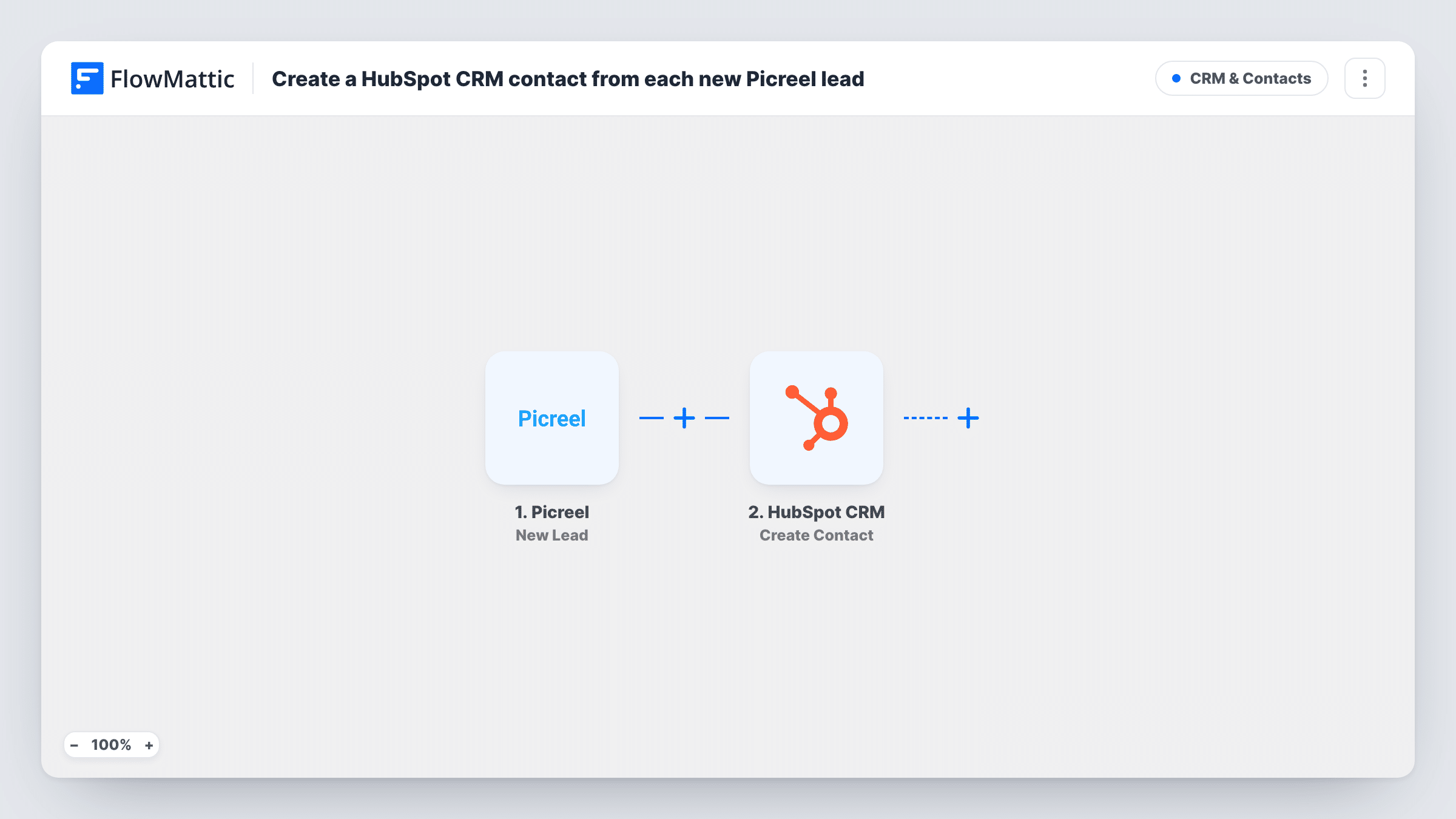 Create a HubSpot CRM contact from each new Picreel lead