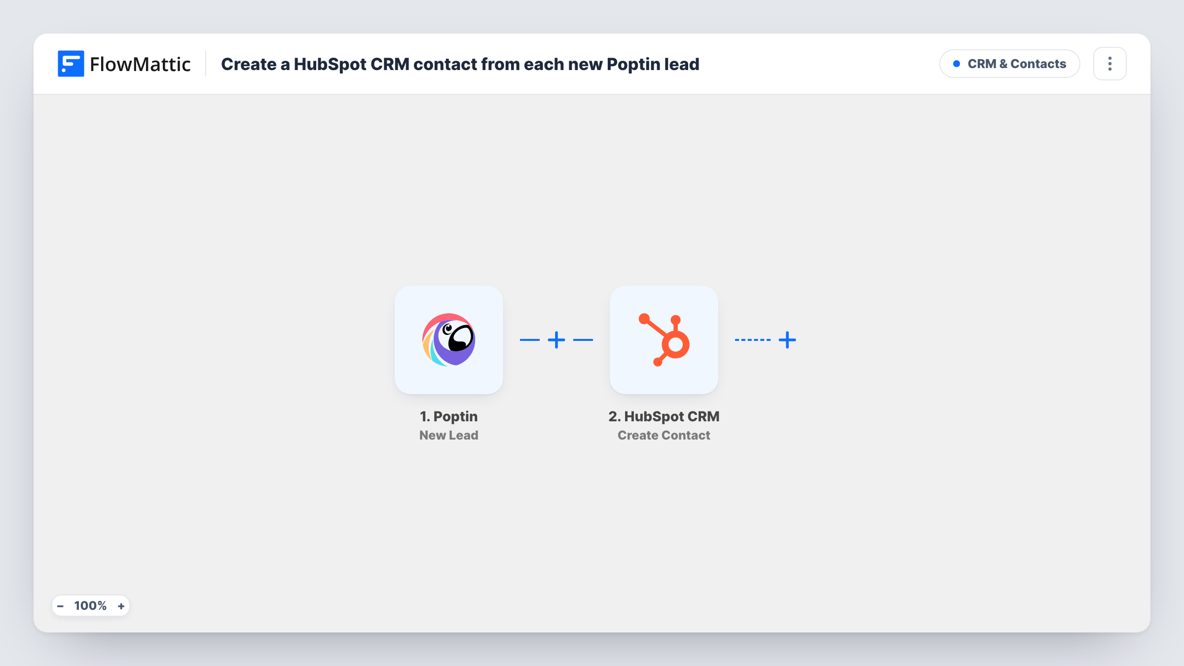 Create a HubSpot CRM contact from each new Poptin lead