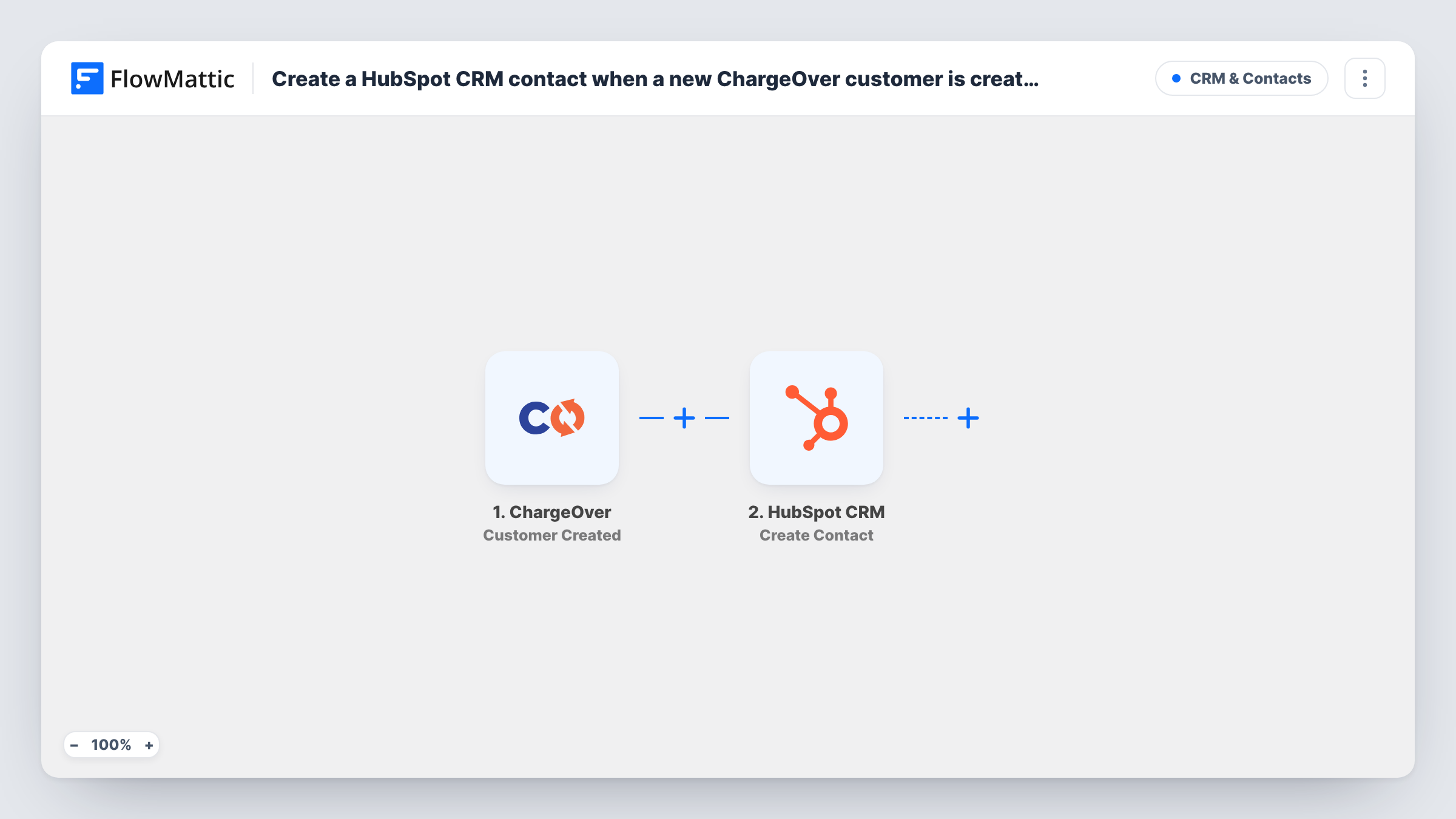 Create a HubSpot CRM contact when a new ChargeOver customer is created