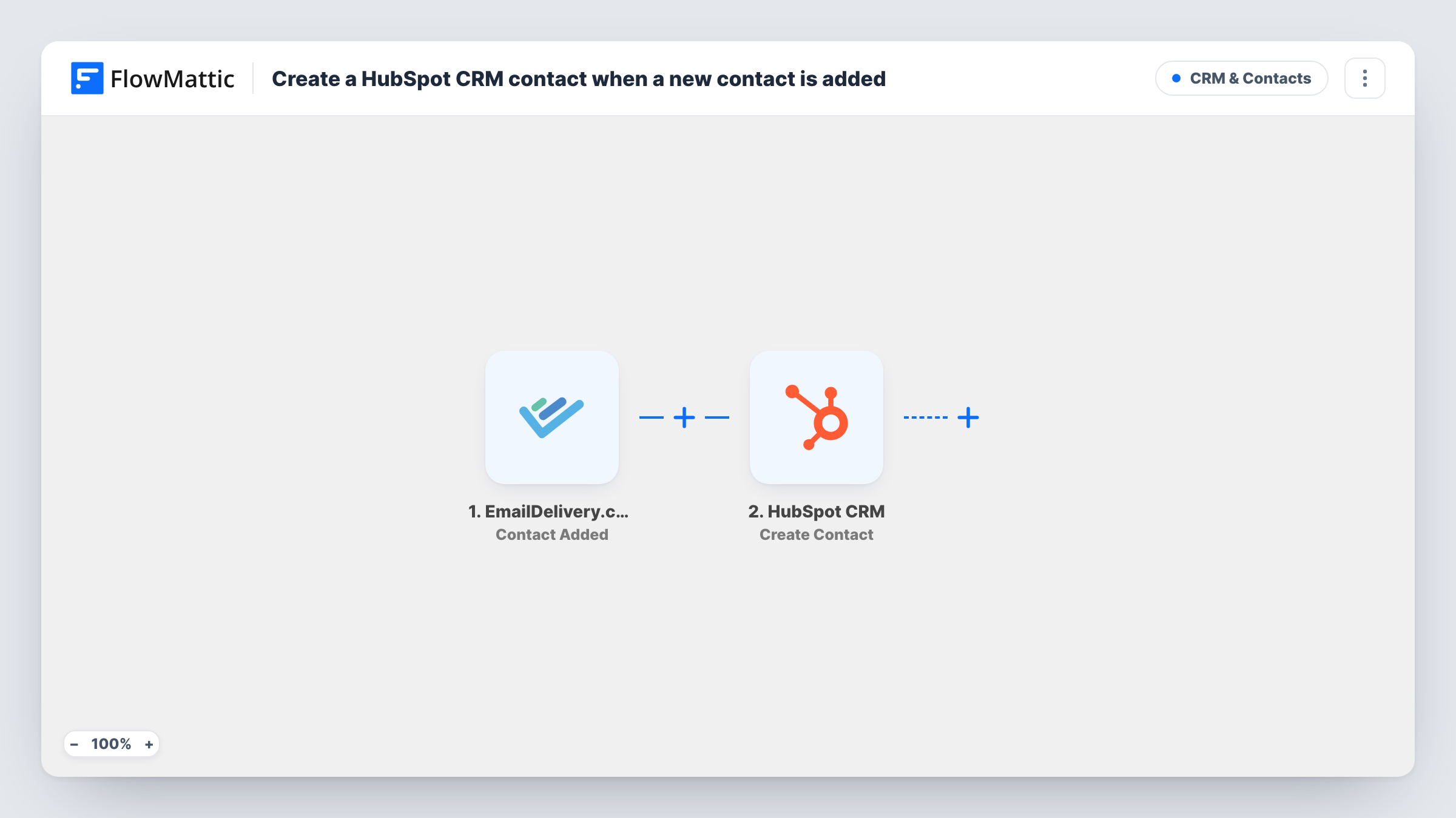 Create a HubSpot CRM contact when a new contact is added