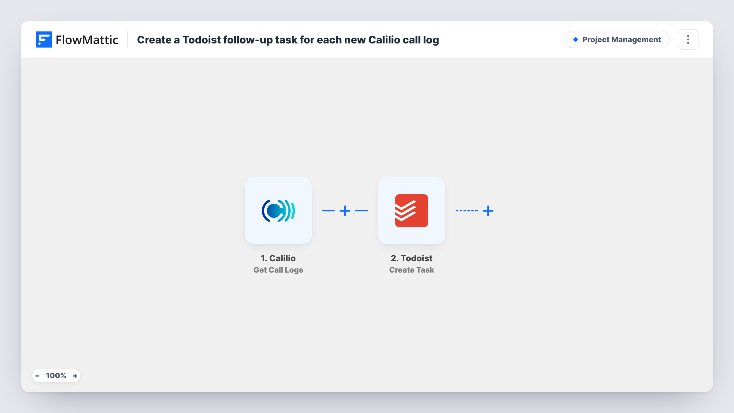 Create a Todoist follow-up task for each new Calilio call log