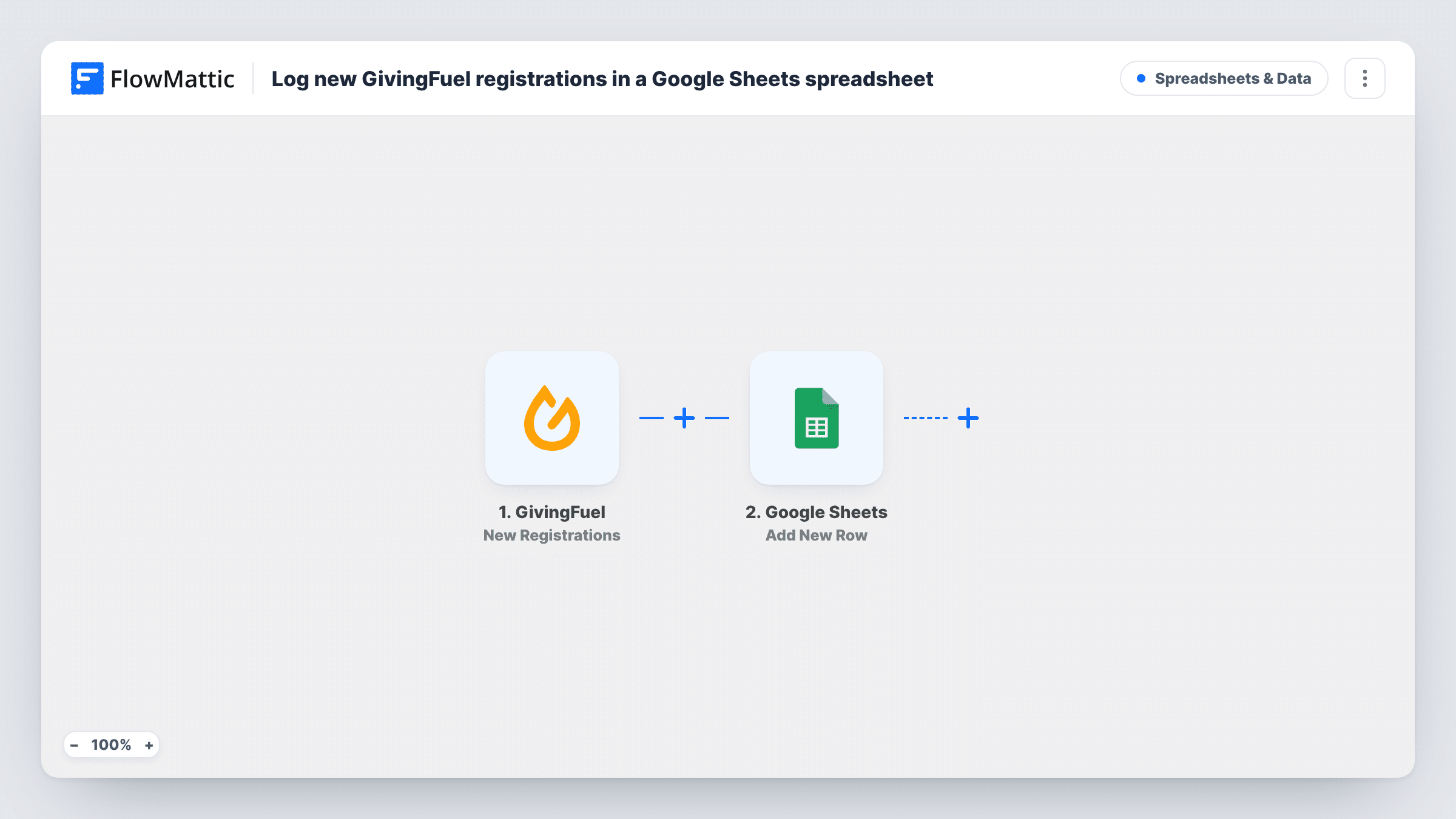 Log new GivingFuel registrations in a Google Sheets spreadsheet