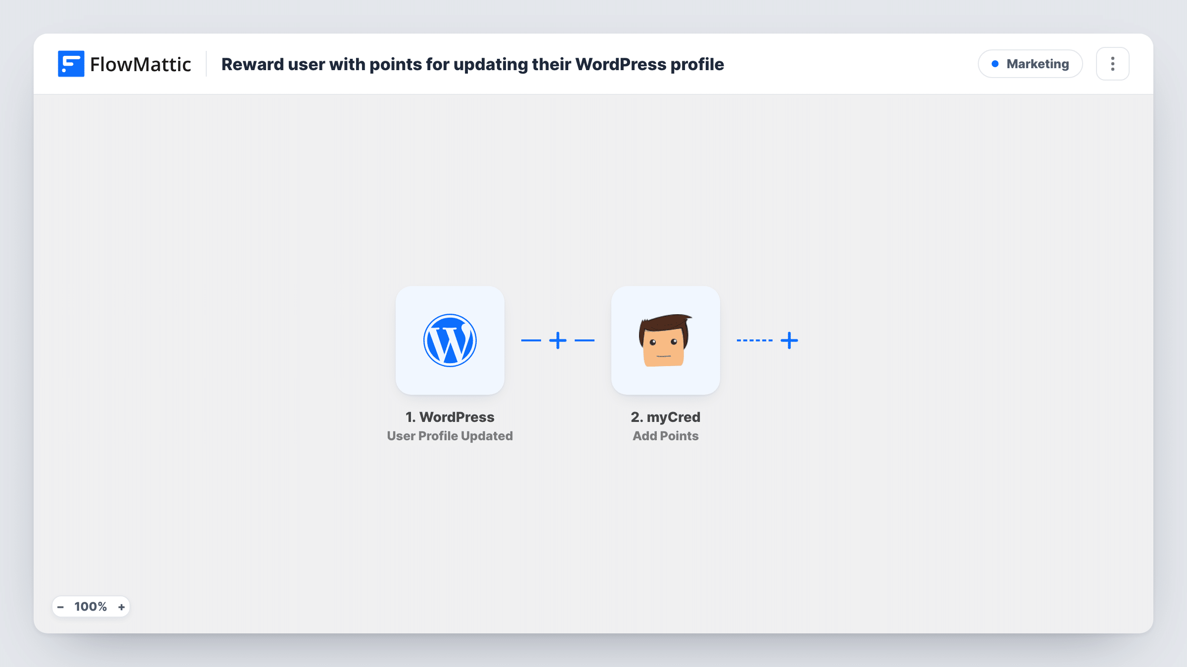 Reward user with points for updating their WordPress profile