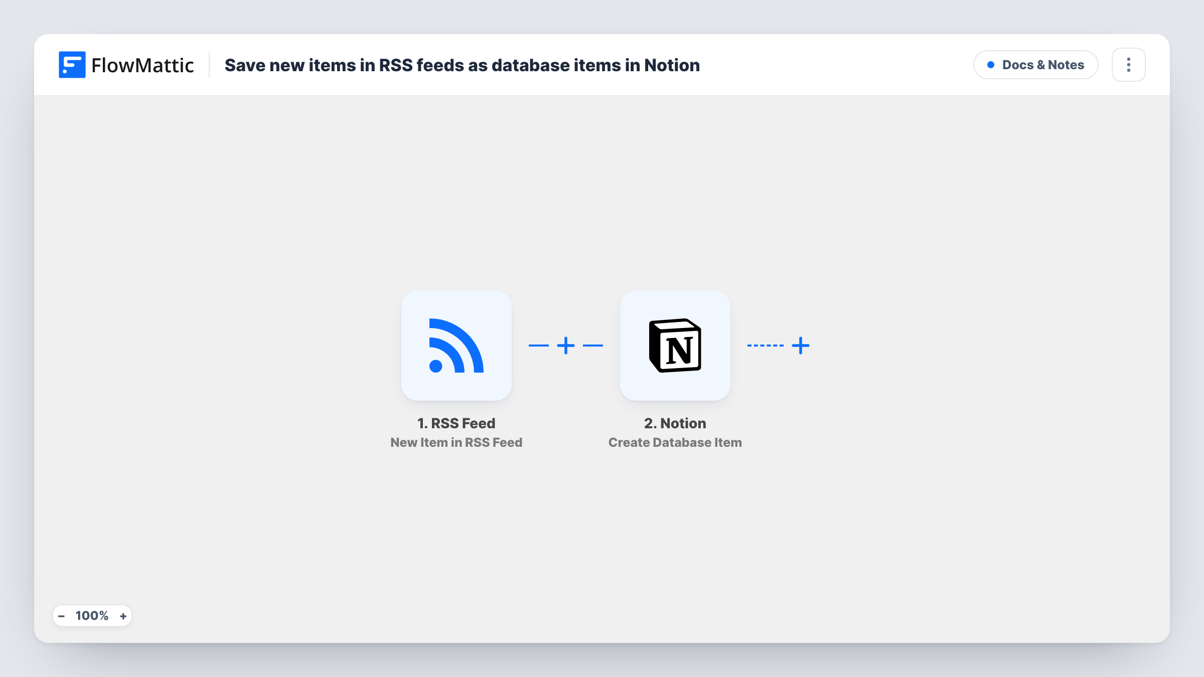 Save new items in RSS feeds as database items in Notion