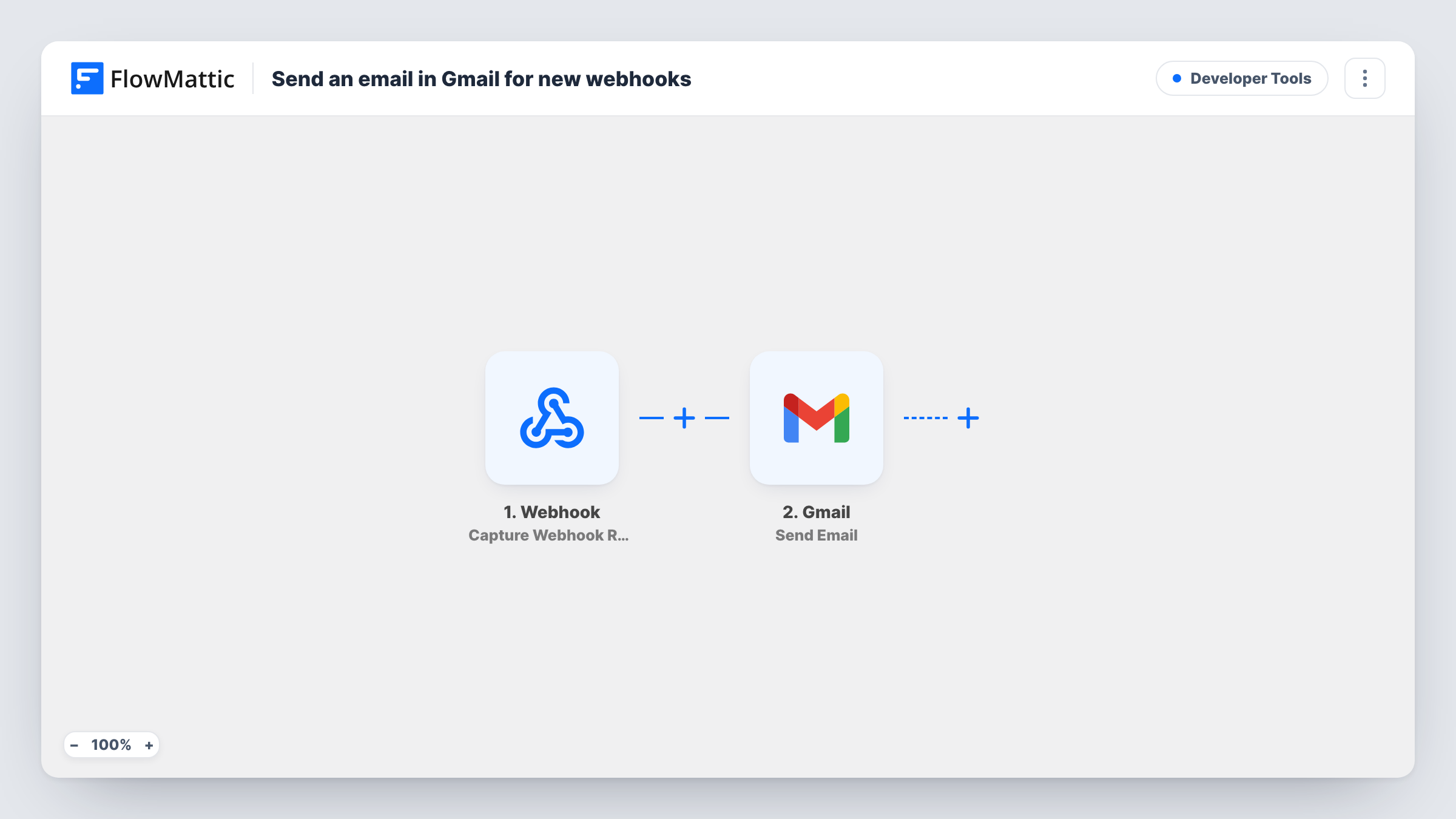 Send an email in Gmail for new webhooks