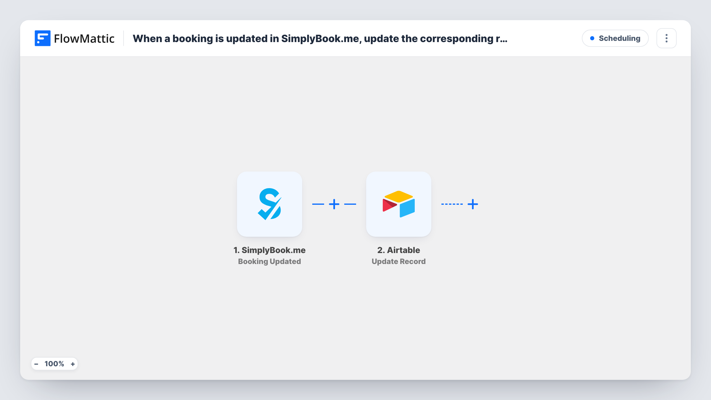 When a booking is updated in SimplyBook.me, update the corresponding record in Airtable
