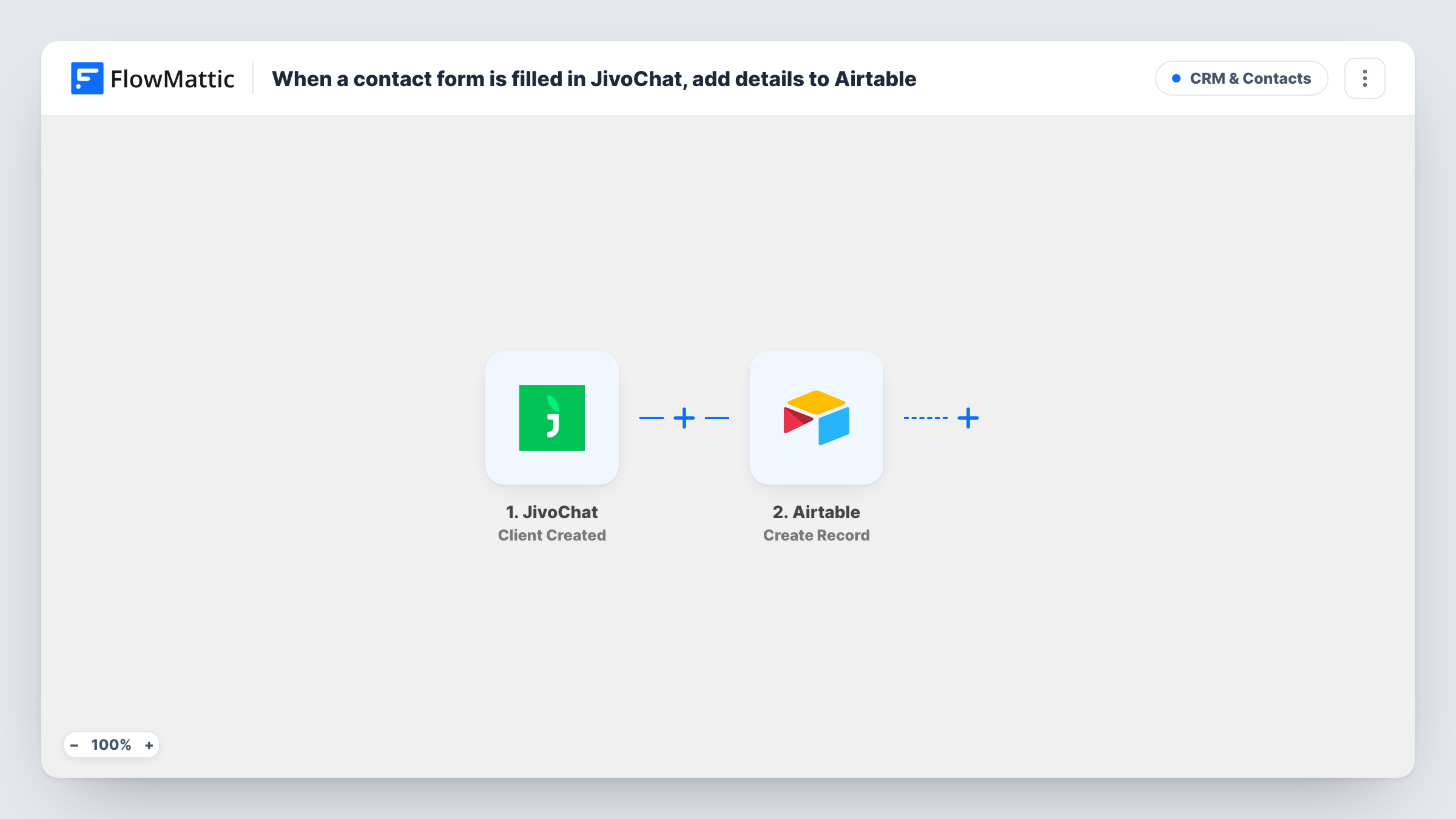 When a contact form is filled in JivoChat, add details to Airtable