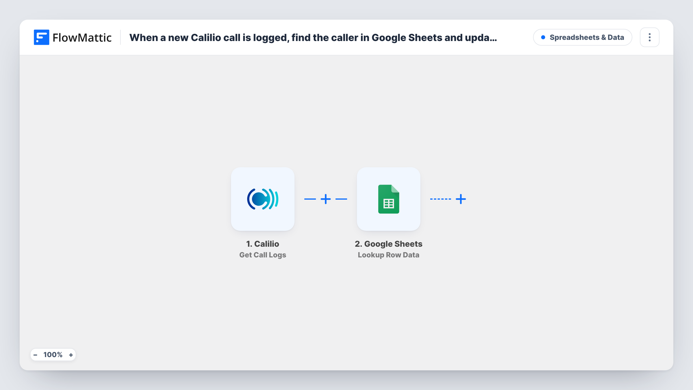 When a new Calilio call is logged, find the caller in Google Sheets and update their last-contact record