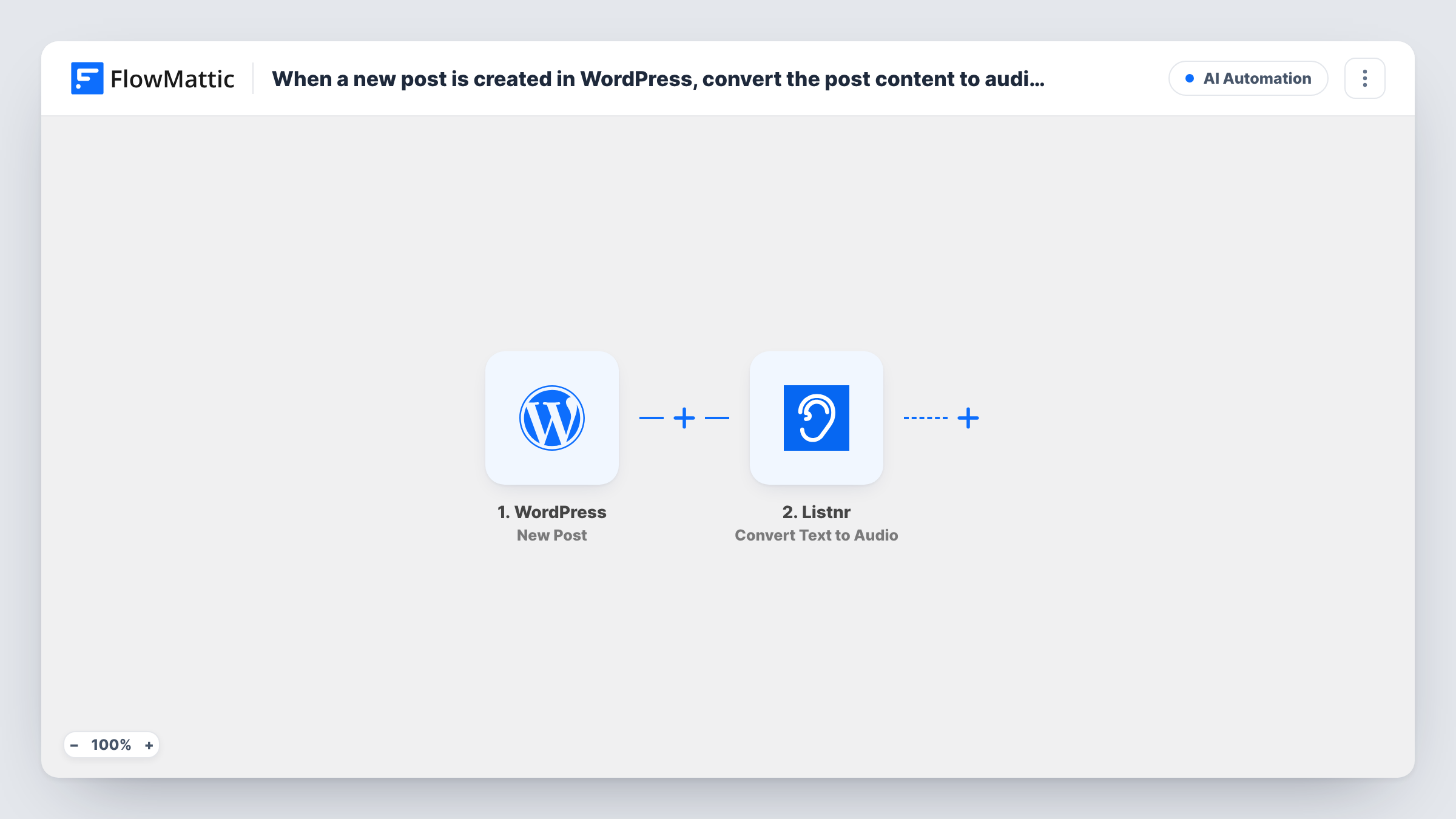 When a new post is created in WordPress, convert the post content to audio using Listnr and update post meta with audio file