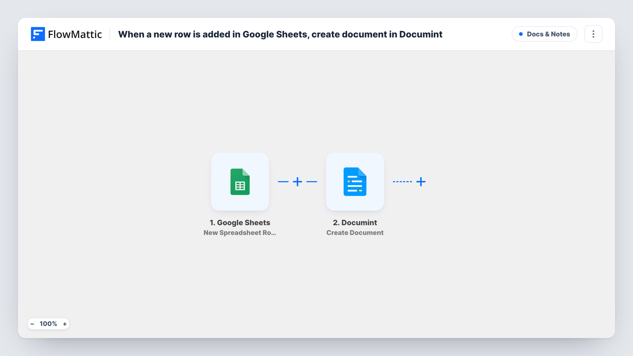 When a new row is added in Google Sheets, create document in Documint