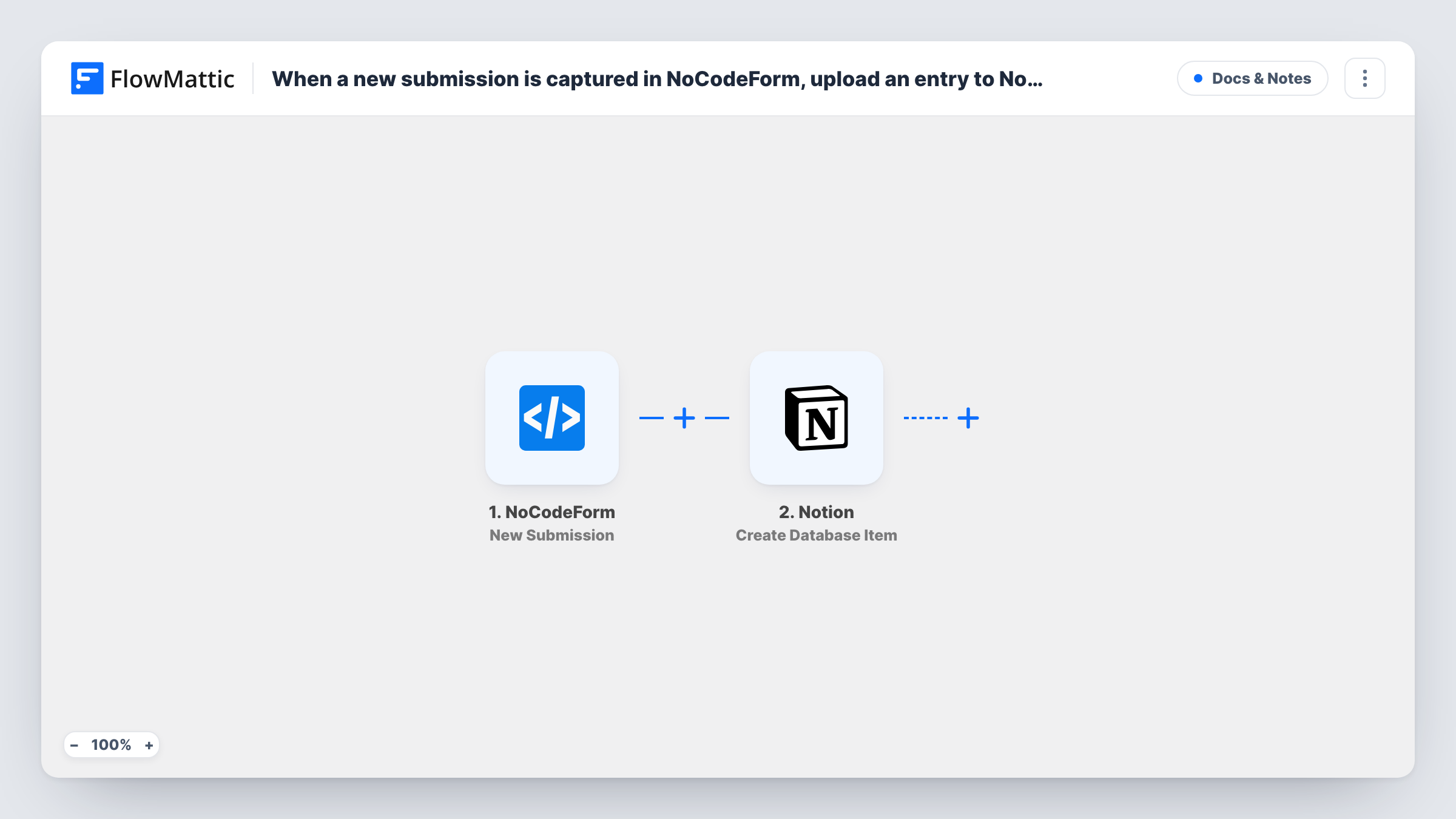When a new submission is captured in NoCodeForm, upload an entry to Notion database