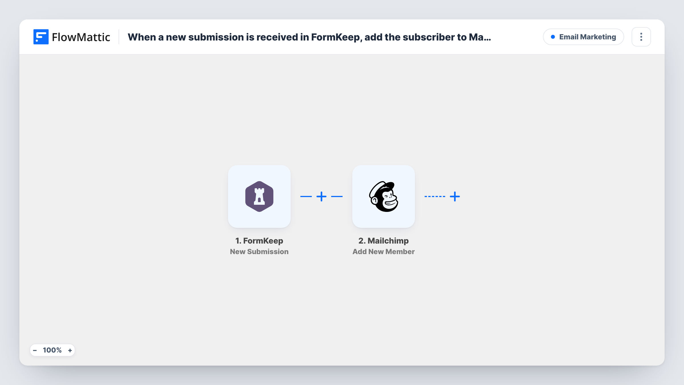 When a new submission is received in FormKeep, add the subscriber to Mailchimp