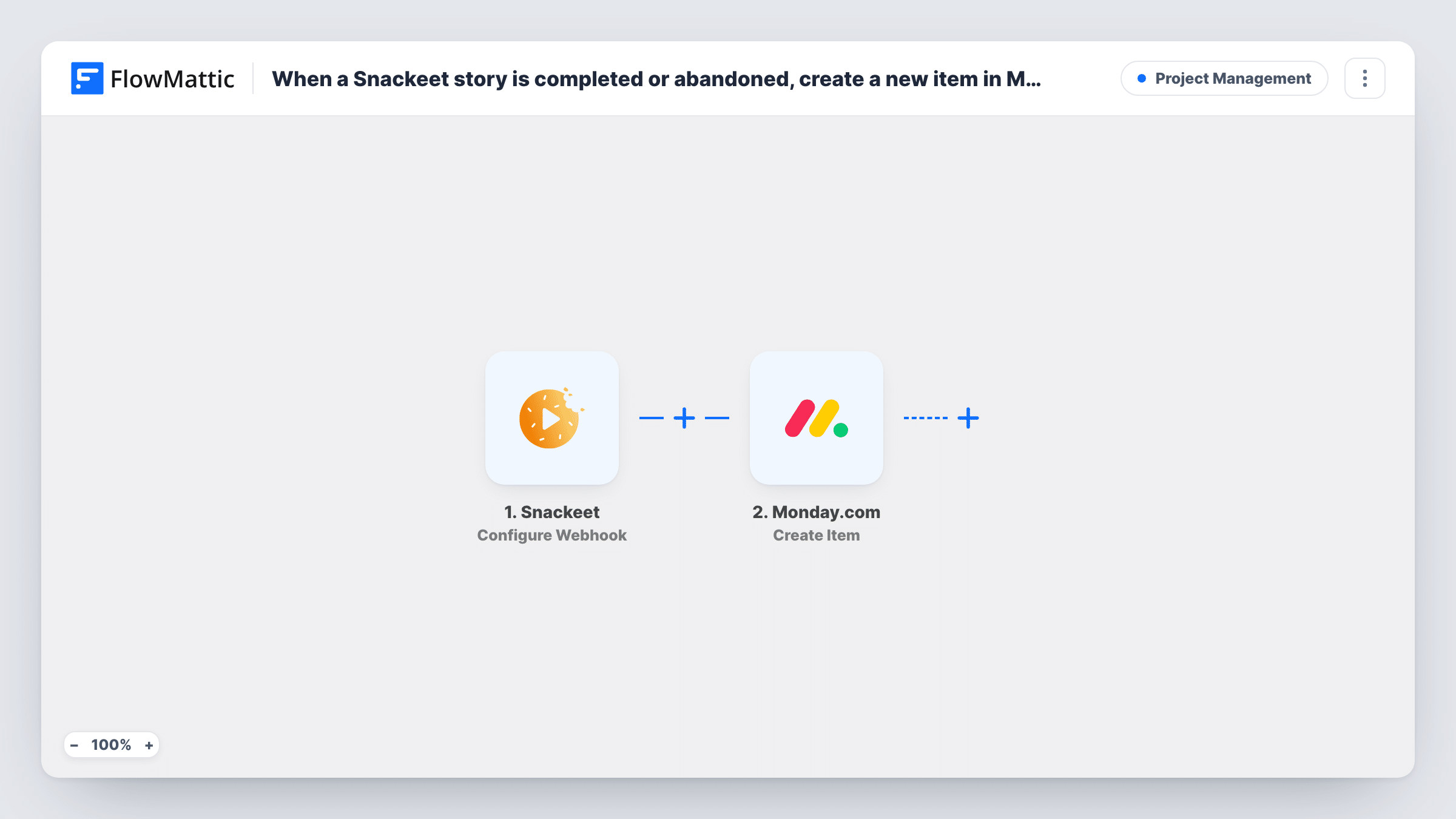 When a Snackeet story is completed or abandoned, create a new item in Monday.com