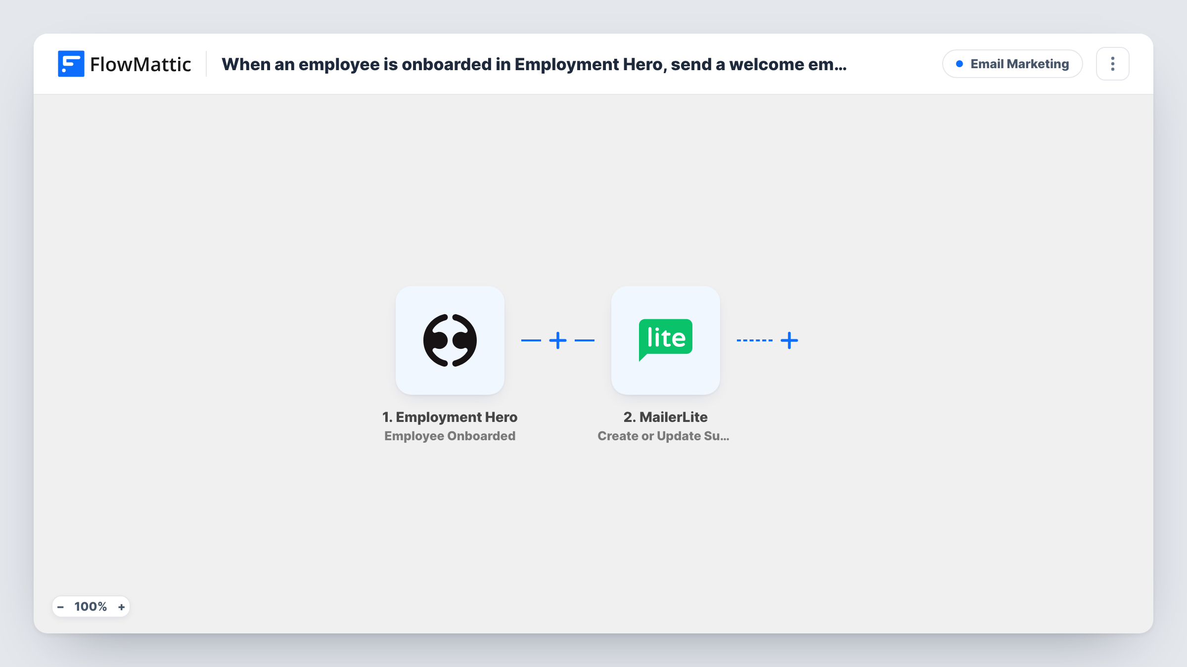 When an employee is onboarded in Employment Hero, send a welcome email via MailerLite