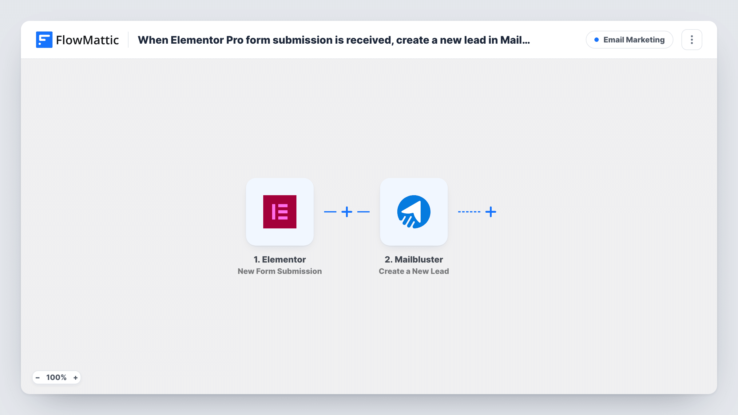 When Elementor Pro form submission is received, create a new lead in MailBluster