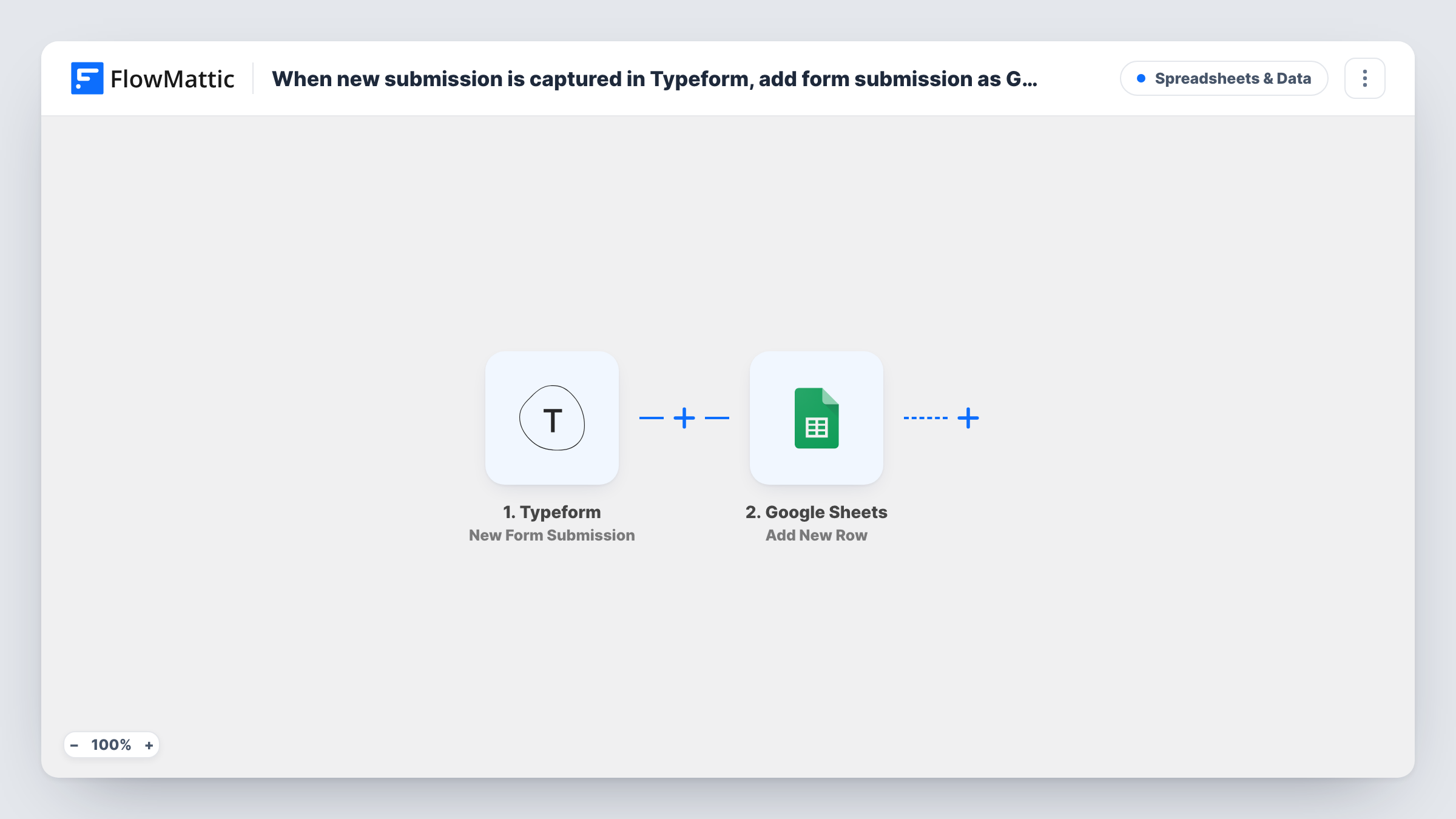 When new submission is captured in Typeform, add form submission as Google Spreadsheet row