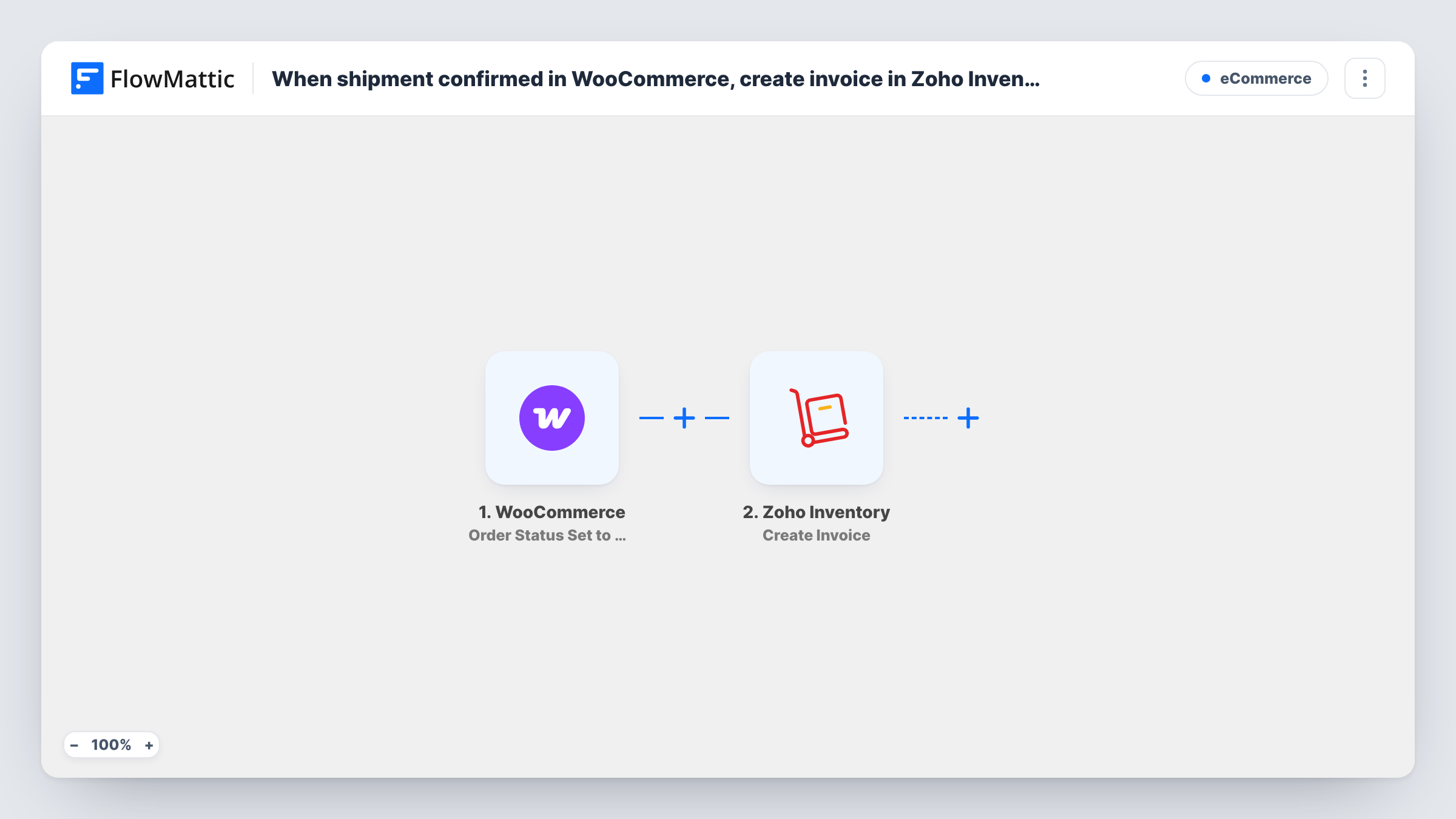 When shipment confirmed in WooCommerce, create invoice in Zoho Inventory with order details and email to customer