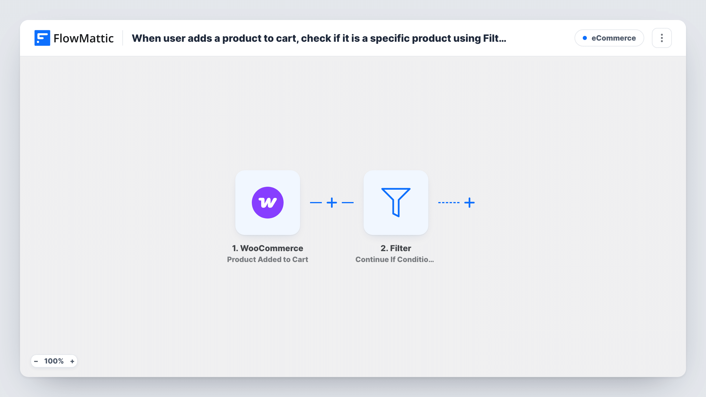When user adds a product to cart, check if it is a specific product using Filter module, and apply discount coupon